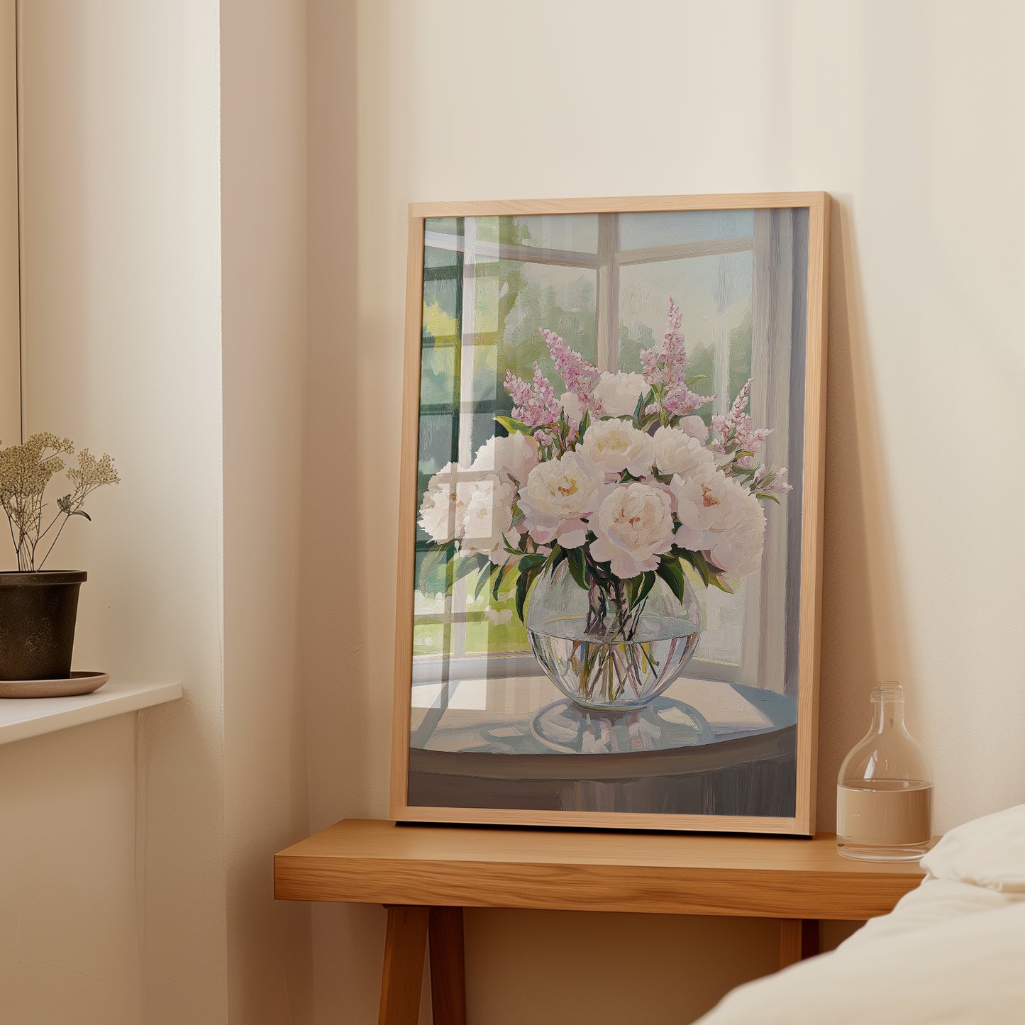 Morning Light Peonies, Cottagecore Floral Wall Art Print, Unframed Soft Botanical Poster on Matte Paper