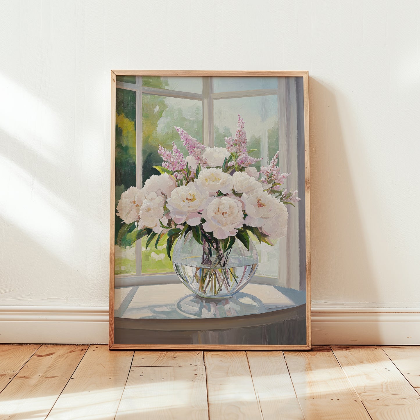 Morning Light Peonies, Cottagecore Floral Wall Art Print, Unframed Soft Botanical Poster on Matte Paper